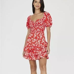 Yumi Kim So Romantic Dress Windswept Red Mini Ruffle Dress size XL